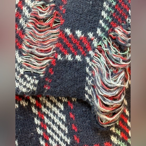 WILDFOX Whitelabel All-over Plaid Lenon Woolblend Oversized Sweater Distressed - Picture 8 of 11